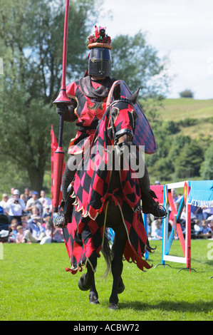 Mounted Knight with lance at an historical re enactment of a jousting tournament Stock Photo