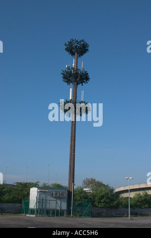 mobile phone antenna tower shaped like a tree Stock Photo