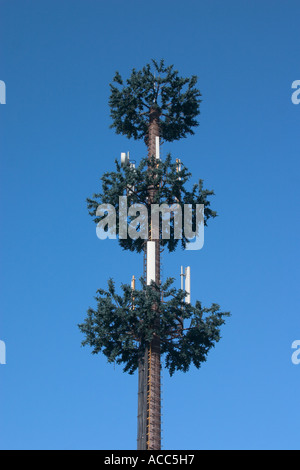 mobile phone antenna tower shaped like a tree Stock Photo