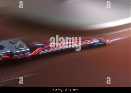 computer hard drive closeup view abstract Stock Photo