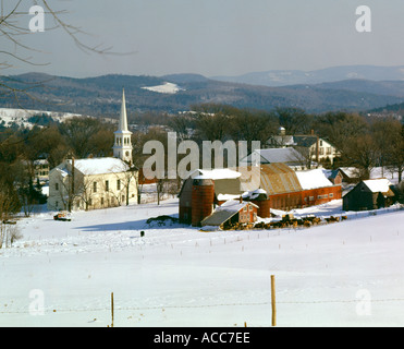 village of Peacham Vermont USA in Winter New England Stock Photo