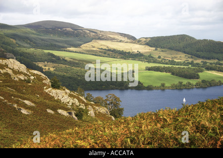 Little Mell Fell and Ullswater from above Scalehow Force on Place Fell, Lake District Stock Photo