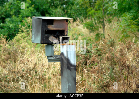 Gatso speed camera near Peterborough Cambridgeshire approaching junction for A1M  Stock Photo
