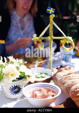 Traditional midsummer food. Stock Photo