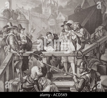 The Marquis of Montrose at the place of execution in the High Street of Edinburgh 1650. Stock Photo