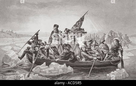 Washington crossing the Delaware near Trenton, N J. Stock Photo