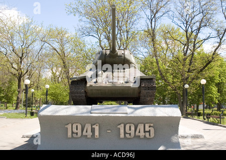 Soviet World War 2 tank memorial in the North Caucasus city of Georgievsk in South Western Russia Stock Photo