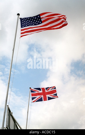 Union Jack Flag and Stars and Stripes flying together in London England ...