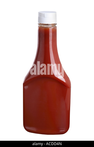 Bottle of Ketchup cut out on white background Stock Photo