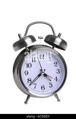 Alarm Clock cut out on white background Stock Photo