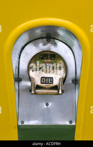 Fuel and Oil filler cap on a vintage vehicle Stock Photo