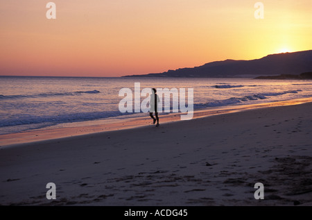jogging on the beach Stock Photo