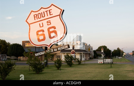 Giant Route 66 Museum Sign Elk City Oklahoma USA, Interstate 40 Stock Photo