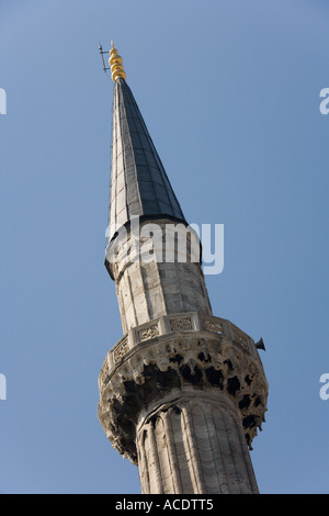 One of the six Minarets of the Blue Mosque in the Sultanahmet district of Istanbul Turkey Stock Photo