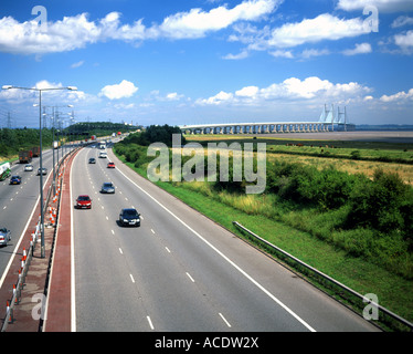 M4 motorway and second severn crossing caldicot mounmouthshire south wales Stock Photo