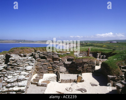 dh Bay of Skaill SKARA BRAE ORKNEY Prehistoric neolithic village settlement stone house room ruins bronze age archeology ruin settlements scotland Stock Photo
