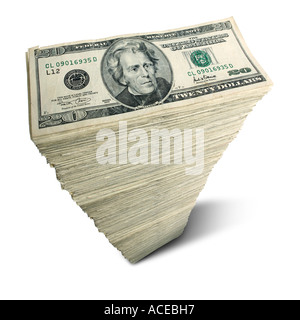 Stack of US 20 dollar bills Stock Photo