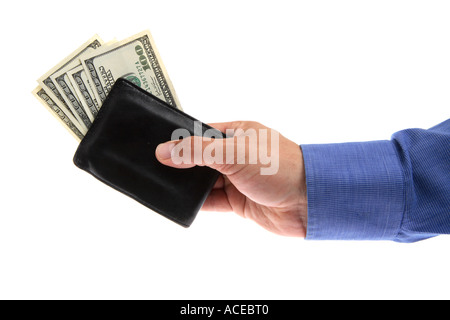 Hand holding wallet with money Stock Photo