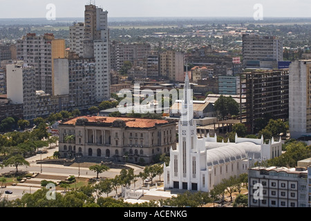 View over central Maputo to City Hall and Cathedral, Mozambique, SE Africa Stock Photo