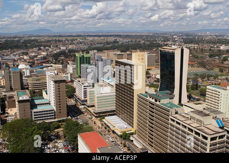 Central Nairobi from top of KICC to business and commercial areas. Stock Photo