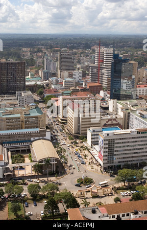 Central Nairobi from top of KICC to business and commercial areas. Stock Photo