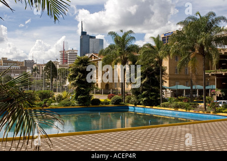 Judiciary building and central Nairobi skyline from KICC, Kenya Stock Photo