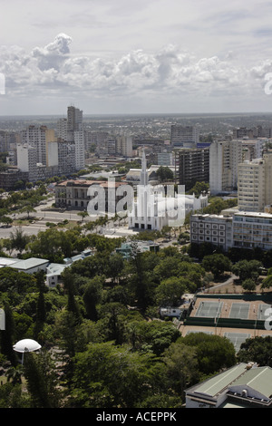 View over central Maputo to City Hall and Cathedral, Mozambique, SE Africa Stock Photo