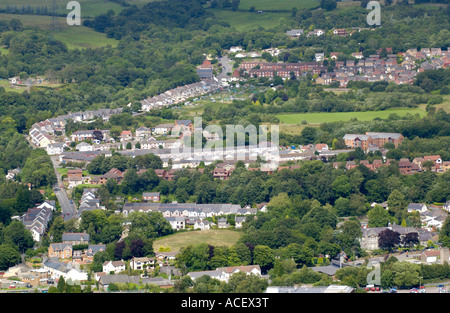 View over houses in Aberdare Rhondda Cynon Taff South Wales UK with mixed stock of traditional and modern homes Stock Photo