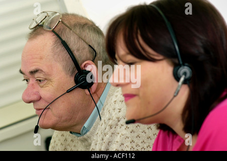 Call centre training at information technology college in UK Stock Photo