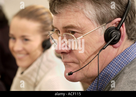 Call centre training at information technology college in UK Stock Photo