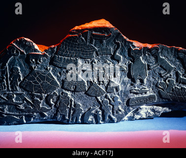 Inuit carvings on a rock Stock Photo