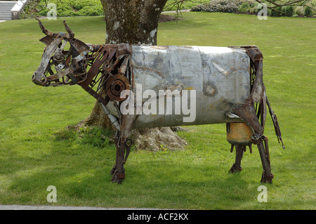 Metal cow at the National Botanic Garden of Wales Stock Photo