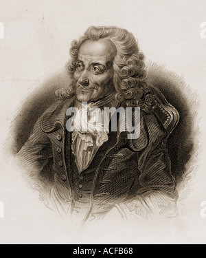 François Marie Arouet, aka by the pen name Voltaire,1694 - 1778. French writer, historian and philosopher Stock Photo