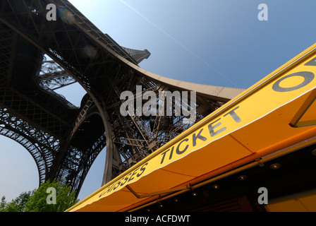 ticket office at the bottom of the eiffel tower in paris, france. Stock Photo