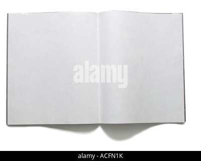 Open Book white blank clean pages elevated view Stock Photo