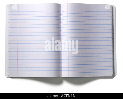 Open Composition Notebook elevated view Stock Photo