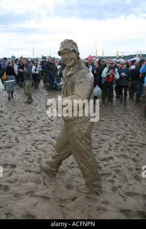 Man Covered In Mud At The Glastonbury Festival 2007 Stock Photo - Alamy