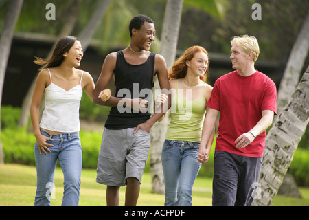 Group walking Stock Photo