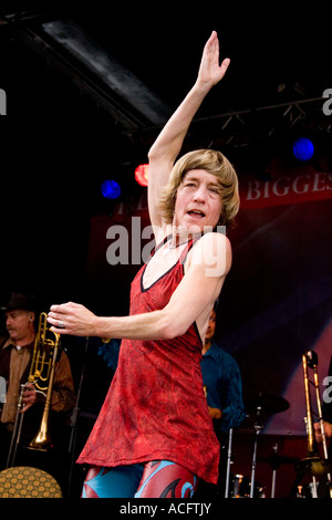 Sandy Silva dancer with French Canadain folk band, La Bottine Souriante Stock Photo