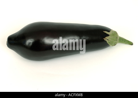 Vegetable produce typical supermarket bought aubergines Stock Photo