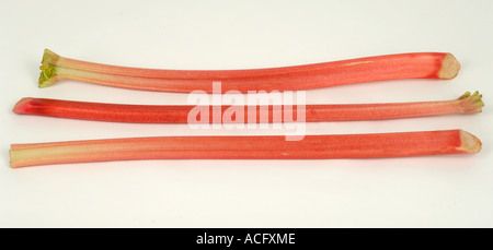 Vegetable produce typical supermarket bought rhubarb sticks Stock Photo