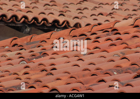 Red Adobe Tile Roof Stock Photo
