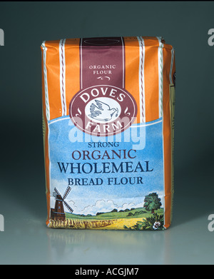 A bag of wholemeal organic bread flour Stock Photo