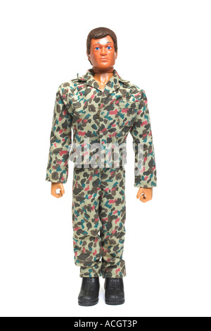 Action man actionman in army uniform with eagle eyes shot on a white background Stock Photo