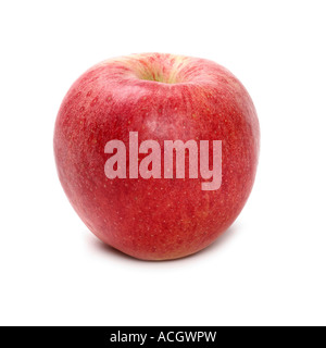 A fresh ripe bright red apple on a white background
