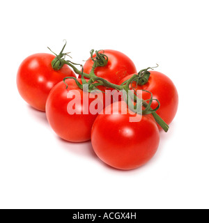 A bunch or ripe fresh vine ripened red tomatoes Stock Photo