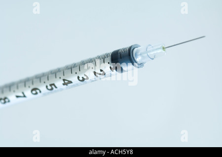 closeup of hypodermic needle syringe Stock Photo