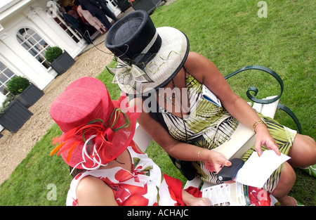 Ladies Day hats (1) - York racecourse Stock Photo