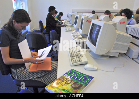 Mature female students in computer class at  London FE college Stock Photo