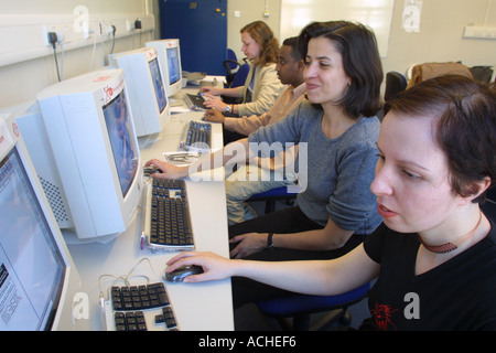 Mature students in computer class at WMC Camden London Stock Photo